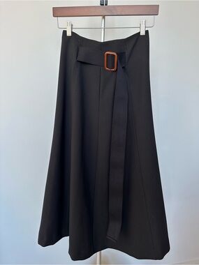 ALYSI Black Midi A-line Skirt